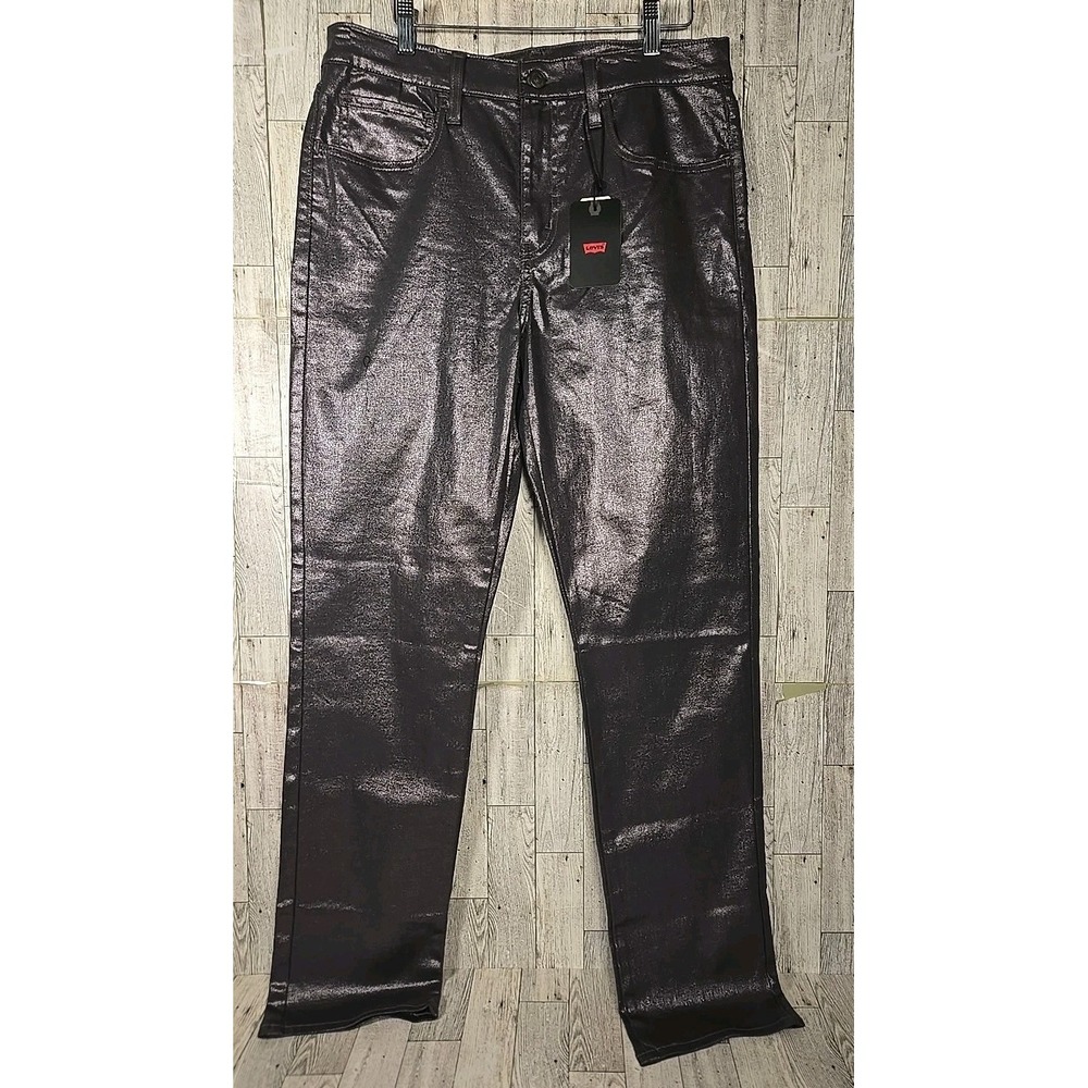 Levi's 724 Pants Womens 31x32 High Rise Straight Gray Metallic NEW